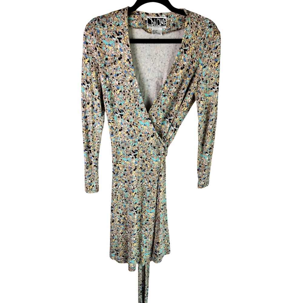 Vintage Diane Von Furstenberg DVF 100% Silk Julian Wrap Dress Sz 2 Knee Length